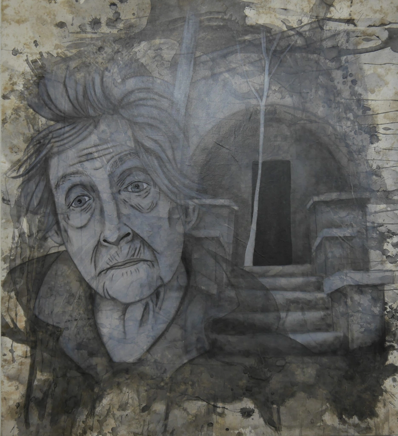 BernhardtArt - Kunstwerk - Die Fesseln des Lebens Graustufenporträt 