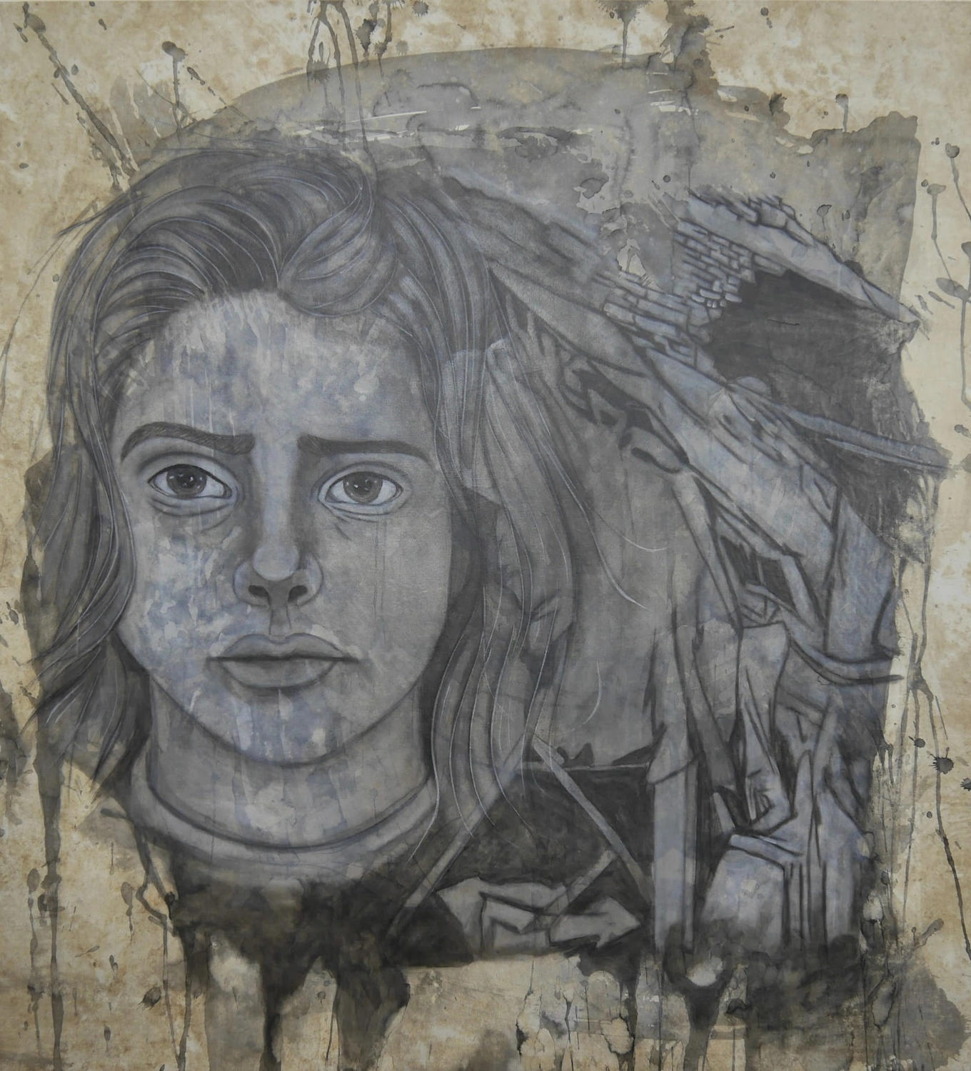 BernhardtArt - Kunstwerk - Gnadenlose Welt Graustufenporträt 